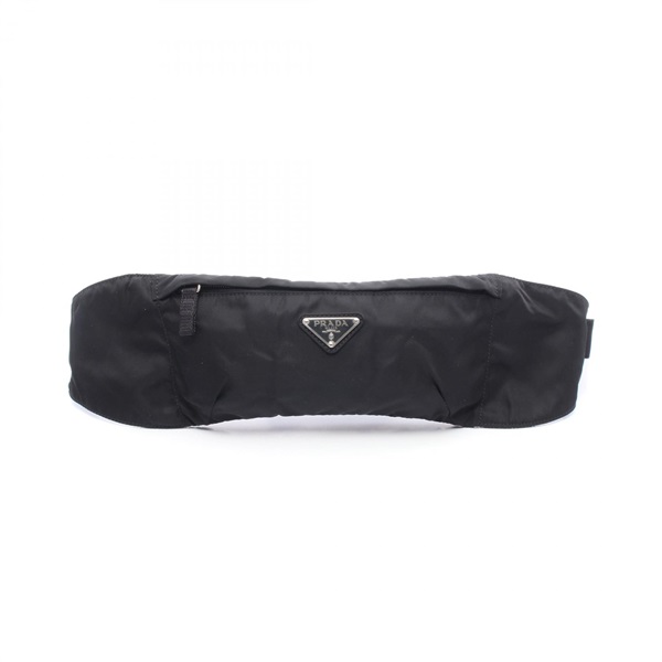 PRADA Triangle Logo Waist Belt Bag Nylon Black Used Unisex