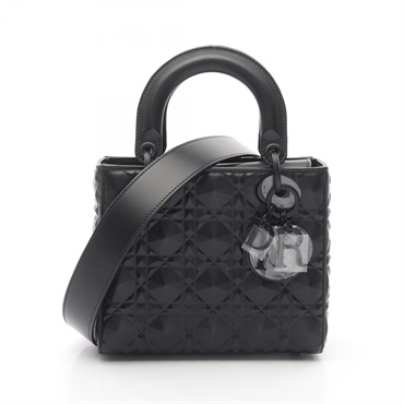 Christian Dior Lady Dior Small 2Way Shoulder Handbag leather Black Used Women CD