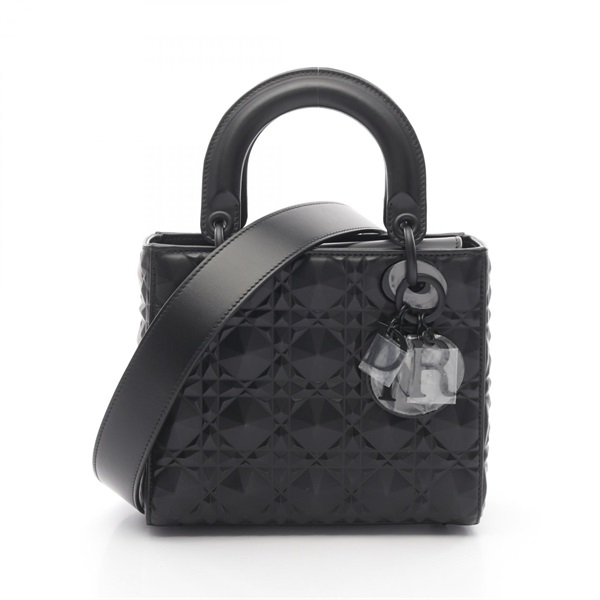Christian Dior Lady Dior Small 2Way Shoulder Handbag leather Black Used Women CD
