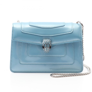 BVLGARI Serpenti Forever Chain Shoulder Bag Patent leather Blue Used Women SHW