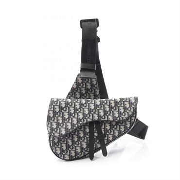 Christian Dior SADDLE Oblique Jacquard Waist bum bag canvas leather Gray used