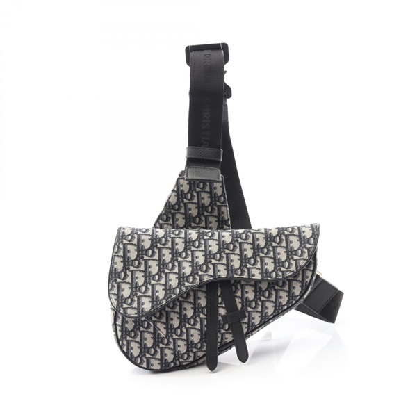 Christian Dior SADDLE Oblique Jacquard Waist bum bag canvas leather Gray used