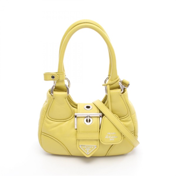 PRADA MOON shoulder crossbody shoulder Handbag 1BA381 leather Yellow Used Women
