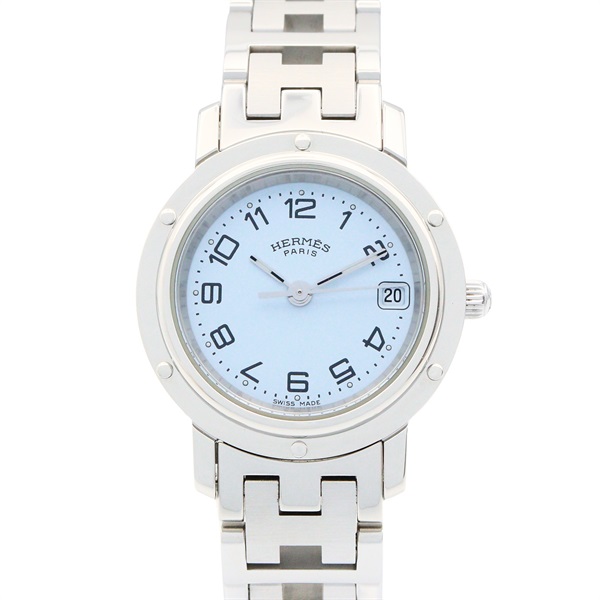 HERMES Clipper Wrist Watch CL4.210 Quartz Stainless Steel Used Women White