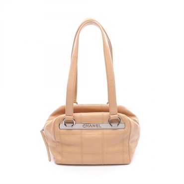 CHANEL Chocolate Bar Shoulder Bag A26135 leather Beige SHW Used Women