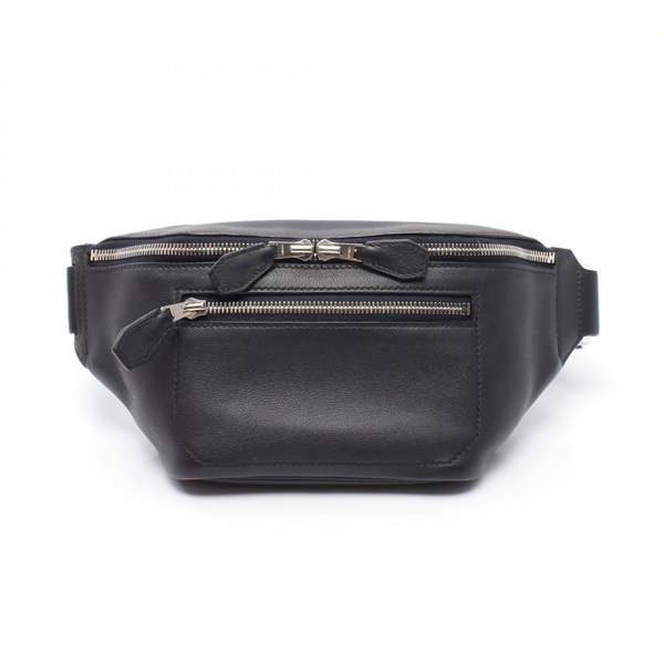 HERMES City Slide Cross PM Waist bag Evercolor leather Navy Blue nuit Used SHW A