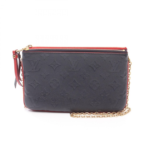 LOUIS VUITTON Pochette Double zip Shoulder Bag M63916 Monogram empreinte Red LV
