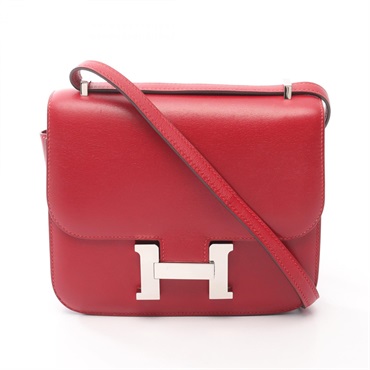 HERMES Constance 3 mini Shoulder Bag Tadelakt leather Rouge garance Used A SHW