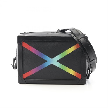 LOUIS VUITTON Soft Trunk Shoulder Bag M30341 taiga rainbow leather Noir used LV