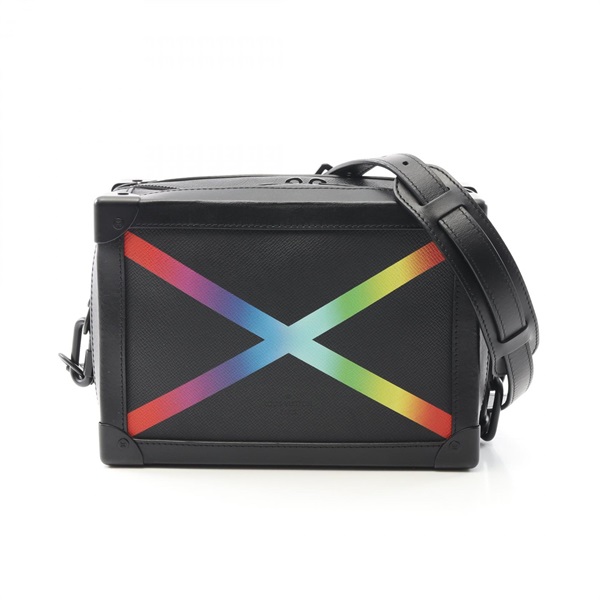 LOUIS VUITTON Soft Trunk Shoulder Bag M30341 taiga rainbow leather Noir used LV