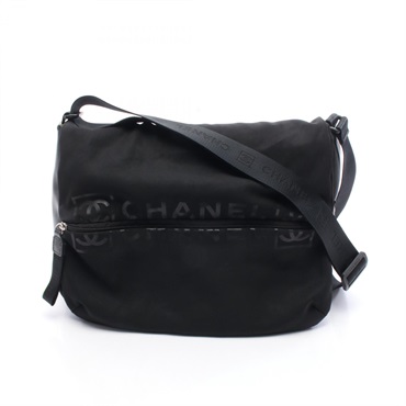 CHANEL Sports line COCO Mark Shoulder Bag A26709 Nylon rubber Black Used mens CC