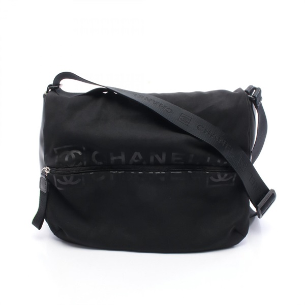 CHANEL Sports line COCO Mark Shoulder Bag A26709 Nylon rubber Black Used mens CC