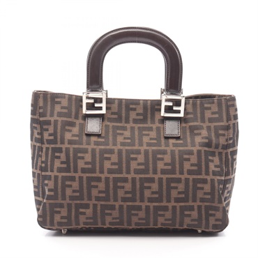 FENDI Zucca pattern Handbag canvas leather Brown Used Women
