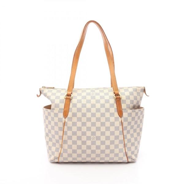 LOUIS VUITTON Totally MM Tote Bag N51262 Damier Azur canvas leather White Used
