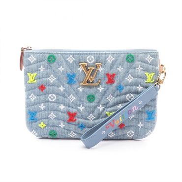 LOUIS VUITTON New Wave Pochette Zip Business Clutch Bag M67538 Denim Blue Multi