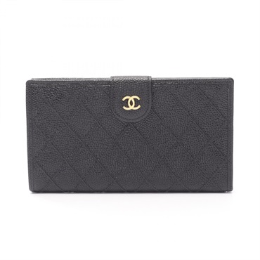 CHANEL Bicolore Bifold purse Calfskin Black Used Women GHW CC COCO