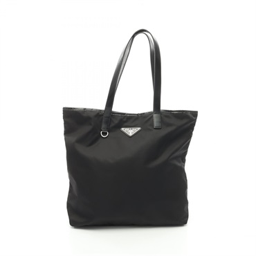 PRADA Shoulder Tote Bag Nylon Patent leather Black Used Women logo