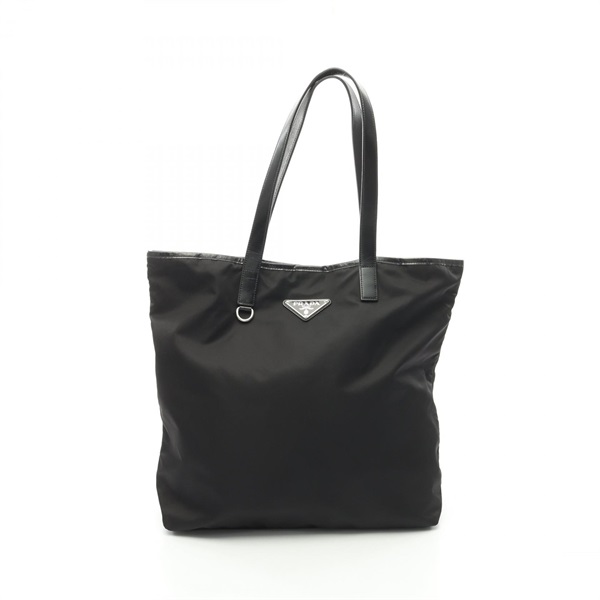 PRADA Shoulder Tote Bag Nylon Patent leather Black Used Women logo