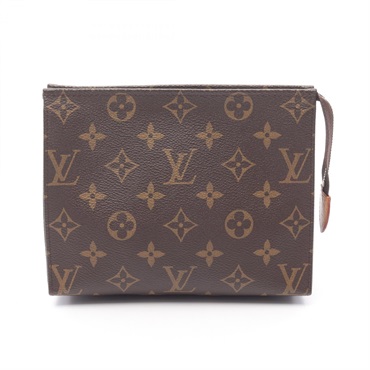 LOUIS VUITTON Poche Toilette 19 Pouch M47544 Monogram Canvas Brown Used LV