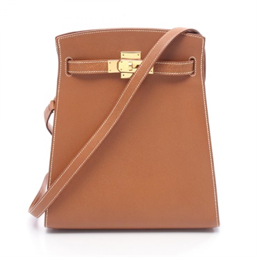 HERMES Kelly Sports MM Shoulder Bag Courchevel leather Gold Brown Used Y GHW