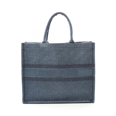 Christian Dior BOOK TOTE Large Bag Canvas Denim Navy Used Women