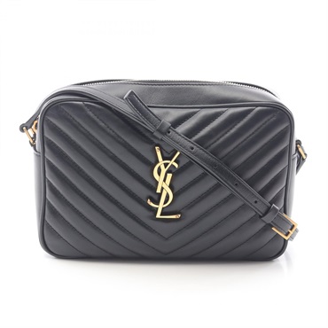 SAINT LAURENT PARIS LOU Monogram camera Shoulder Bag leather Black Used Women