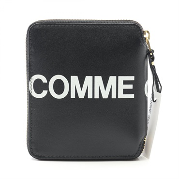 COMME des GARCONS HUGE LOGO Round Zippy wallet SA2100HL leather Black NEW unisex