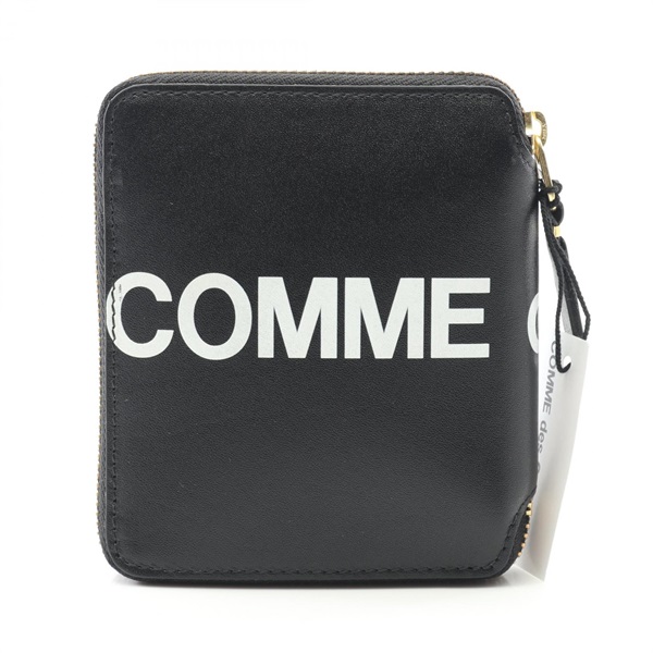 COMME des GARCONS HUGE LOGO Round Zippy wallet SA2100HL leather Black NEW unisex