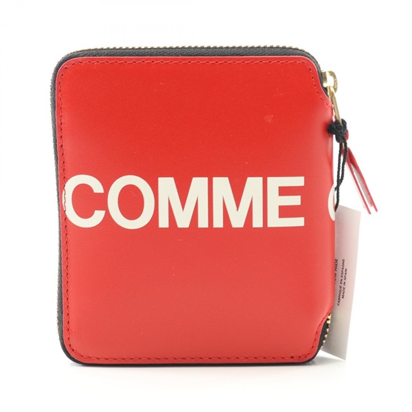 COMME des GARCONS HUGE LOGO Zippy Round wallet SA2100HL L leather Red NEW