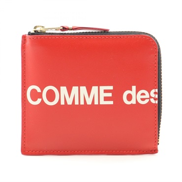 COMME des GARCONS HUGE LOGO Zipped coin purse SA3100HL leather Red NEW unisex