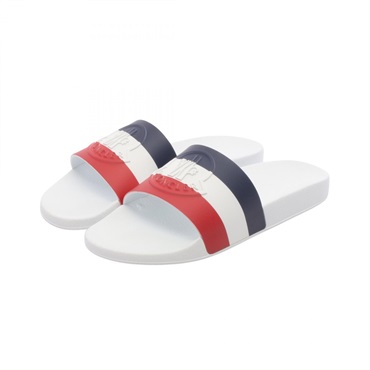 MONCLER BASILE shower Sandals Size 40 4C0002001A4900240 rubber White Navy NEW
