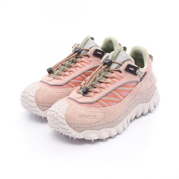 MONCLER TRAILGRIP Sneakers leather Suede Fabric Pink Multicolor #39 NEW Women