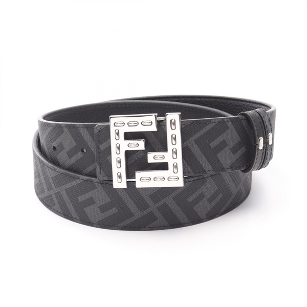 FENDI FF Squared belt 7C0535AFF1F0GXN95 leather Black Gray NEW mens