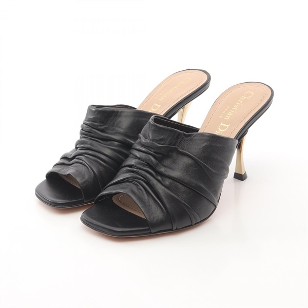 Christian Dior D-FAME Mule sandals shoes #34 heels leather Black Used Women