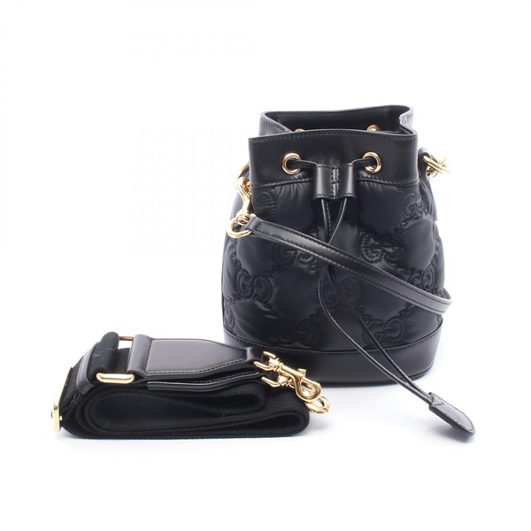 GUCCI GG Matelasse Bucket Shoulder Bag 728231 Nylon leather Black Used Women