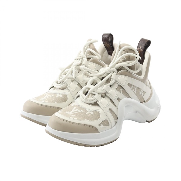 LOUIS VUITTON LV Archlight Line Sneakers Fabric Beige White #39 Used Women LV