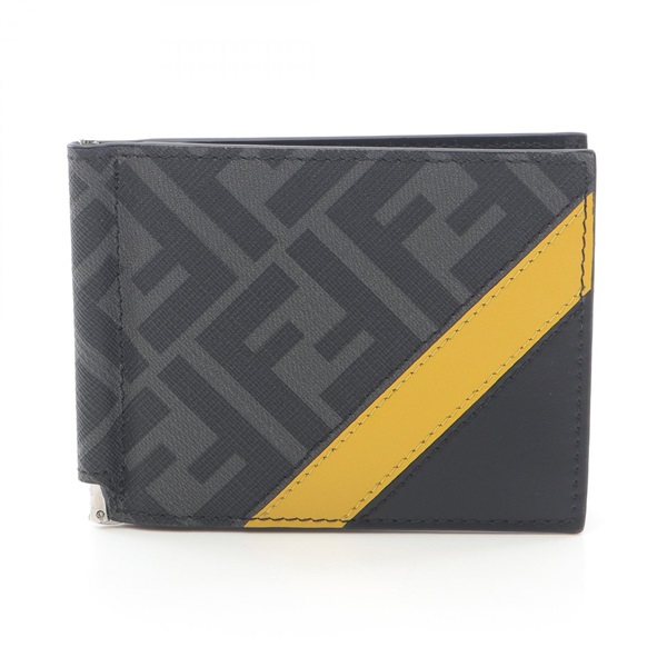 FENDI Card Case Gray Fabric Money Clip leather PVC Black Gray Yellow NEW mens
