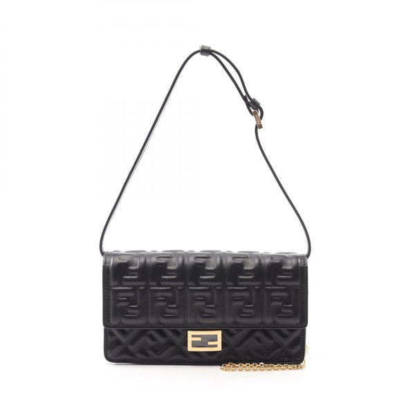 FENDI Baguette Zucca Shoulder Bag wallet 8M0498AAJDF0KUR leather Black NEW Women