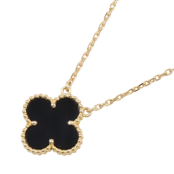 Van Cleef & Arpels Vintage Alhambra Onyx Necklace 18KYG Yellow Gold Black Used