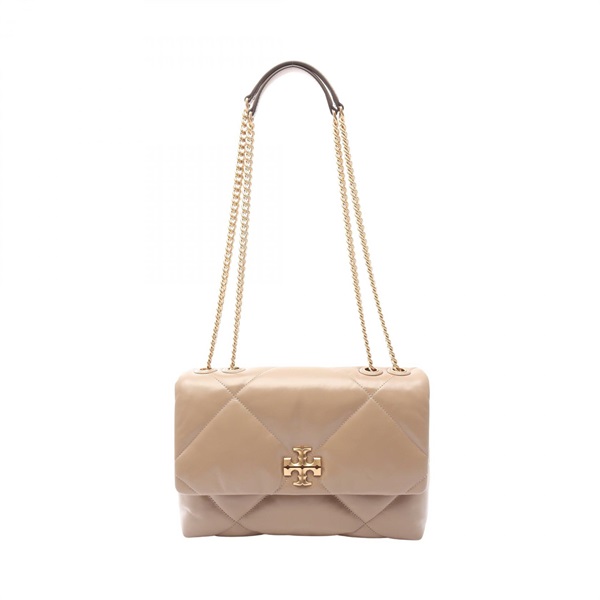 Tory Burch Kira Chain Shoulder Flap Bag leather Beige NEW Women