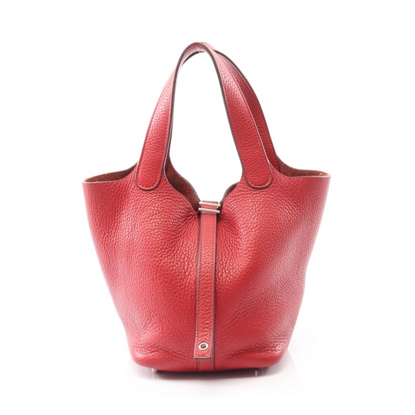 HERMES Picotin Lock PM Handbag Clemence leather Vermillon Used Women C SHW