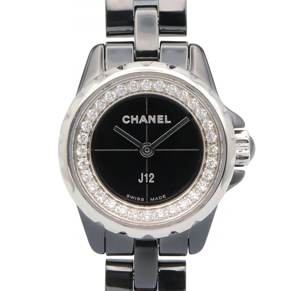 CHANEL J12 XS Wrist Watch H5235 Quartz ceramic Diamond Used Women CC Coco