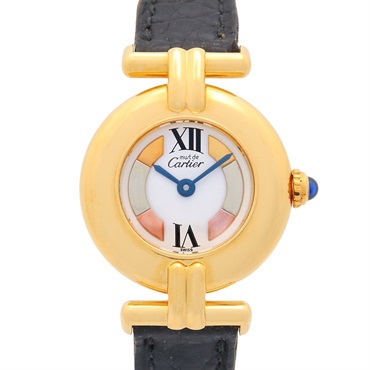 CARTIER Must Collize Vermeil Wrist Watch W1006654 Quartz Gold Plated Used Women