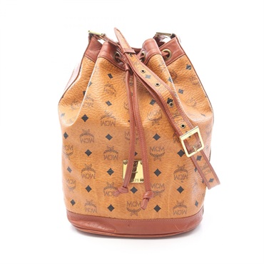 MCM Visetos Crossbody Shoulder Bag PVC coated canvas leather Brown Used Women