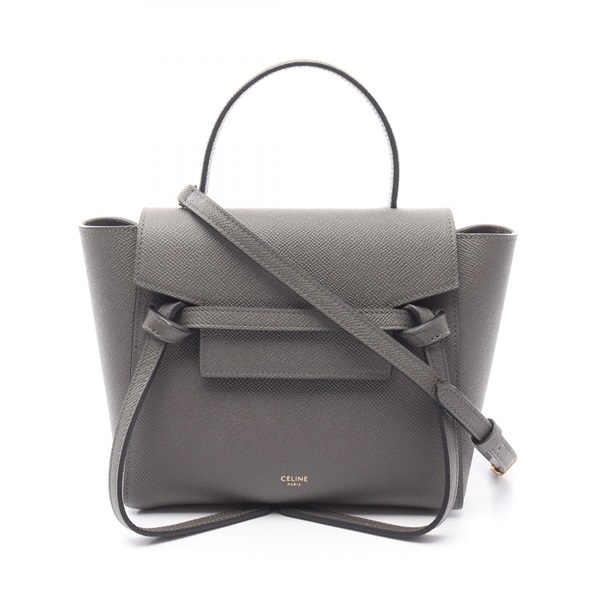CELINE BELT BAG NANO Shoulder Handbag crossbody leather Gray Used Women