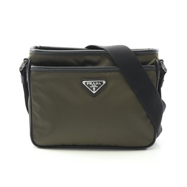 PRADA TESSUTO SAFFIANO Shoulder Bag 2VH093 Nylon Saffiano leather Khaki Black