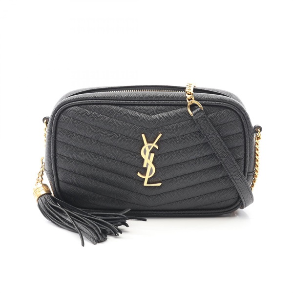 SAINT LAURENT PARIS Lou mini Chain crossbody Shoulder Bag leather Black Used GHW