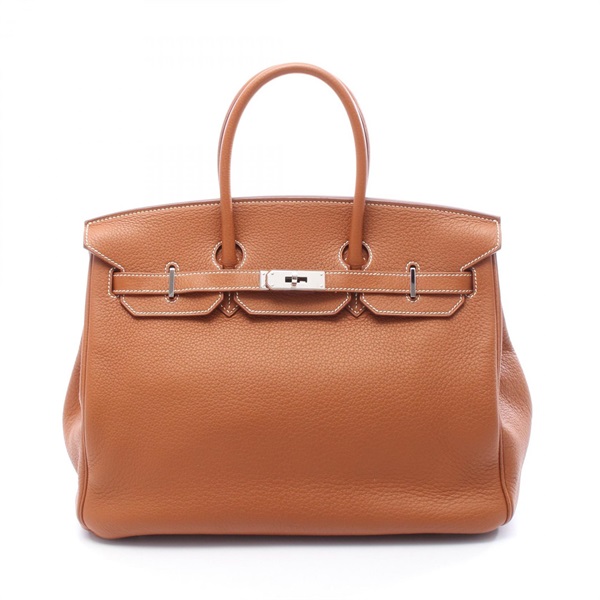 HERMES Birkin 35 Handbag Clemence leather Brown Gold Used Women M SHW