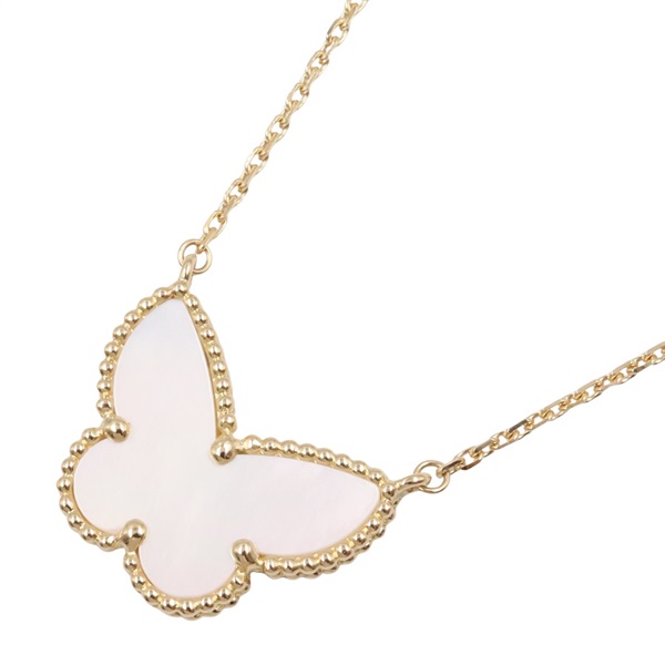Van Cleef & Arpels Lucky Alhambra Papillon Necklace 18KYG Gold Mother of pearl