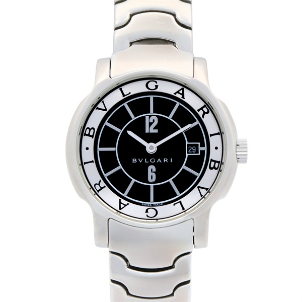 BVLGARI Solo tempo Wrist Watch ST29S Quartz Stainless Steel Used Women Black
